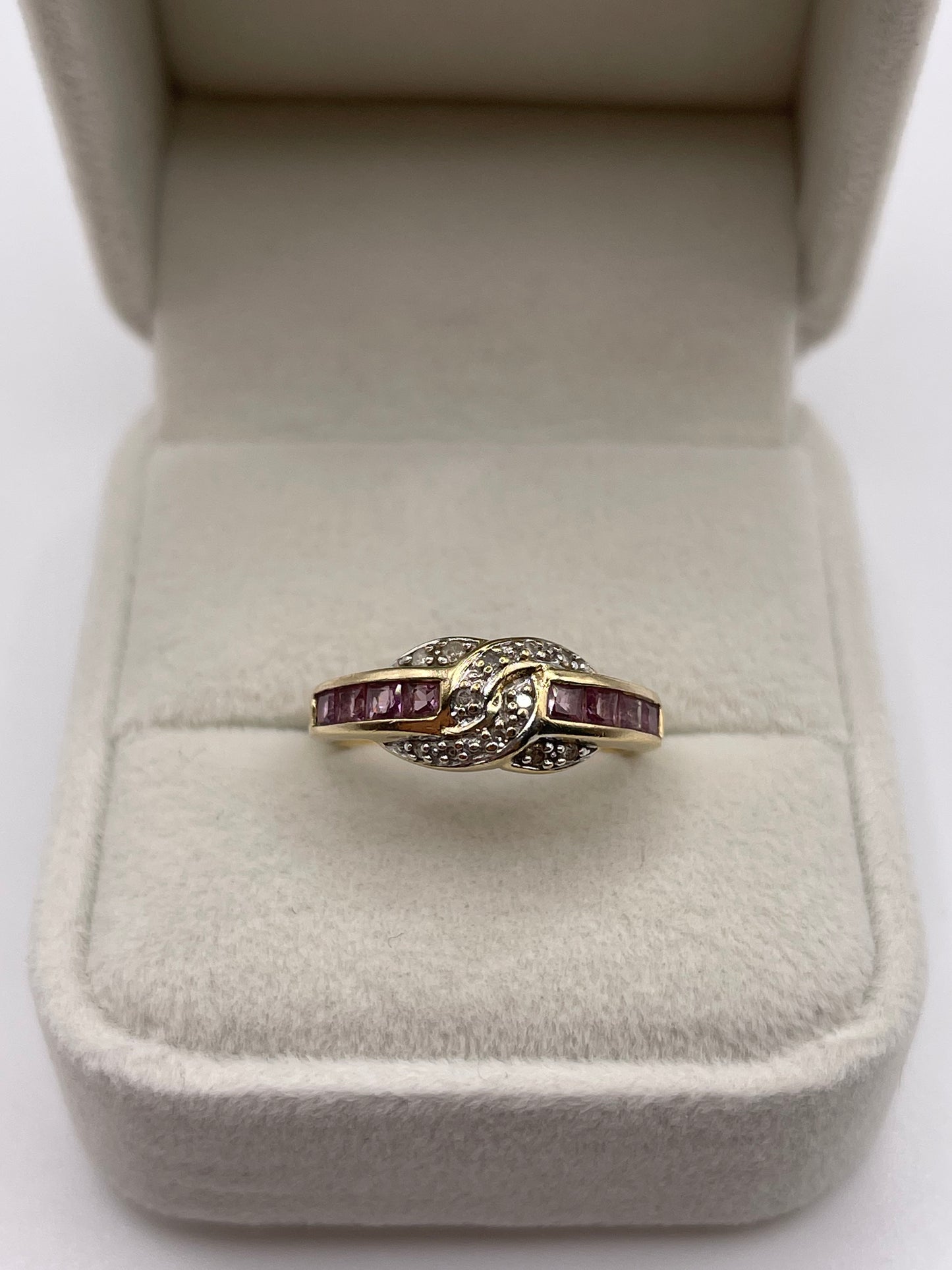 9ct gold ruby and diamond ring