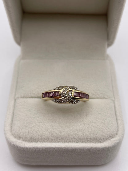 9ct gold ruby and diamond ring