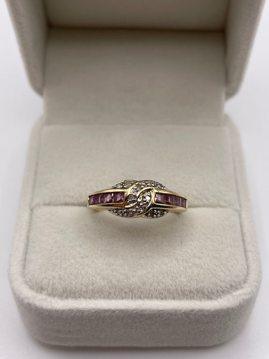 9ct gold ruby and diamond ring