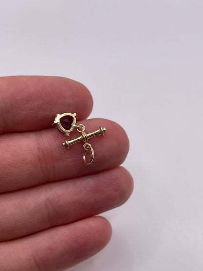 9ct gold amethyst t bar pendant
