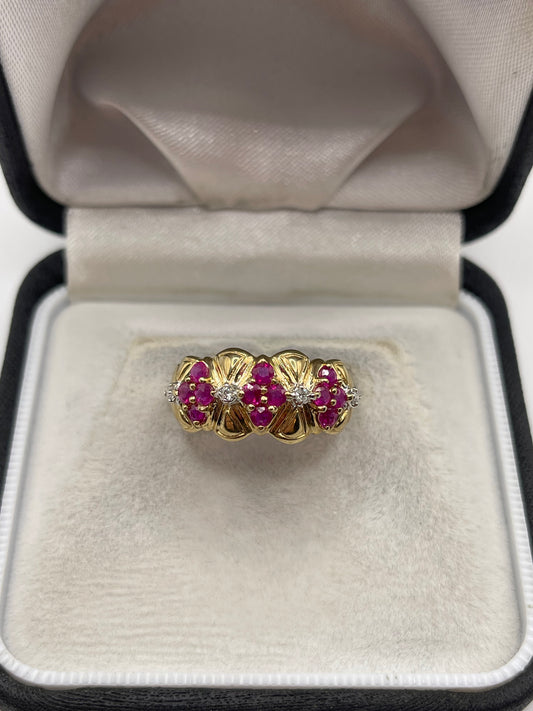 9ct gold ruby and diamond ring