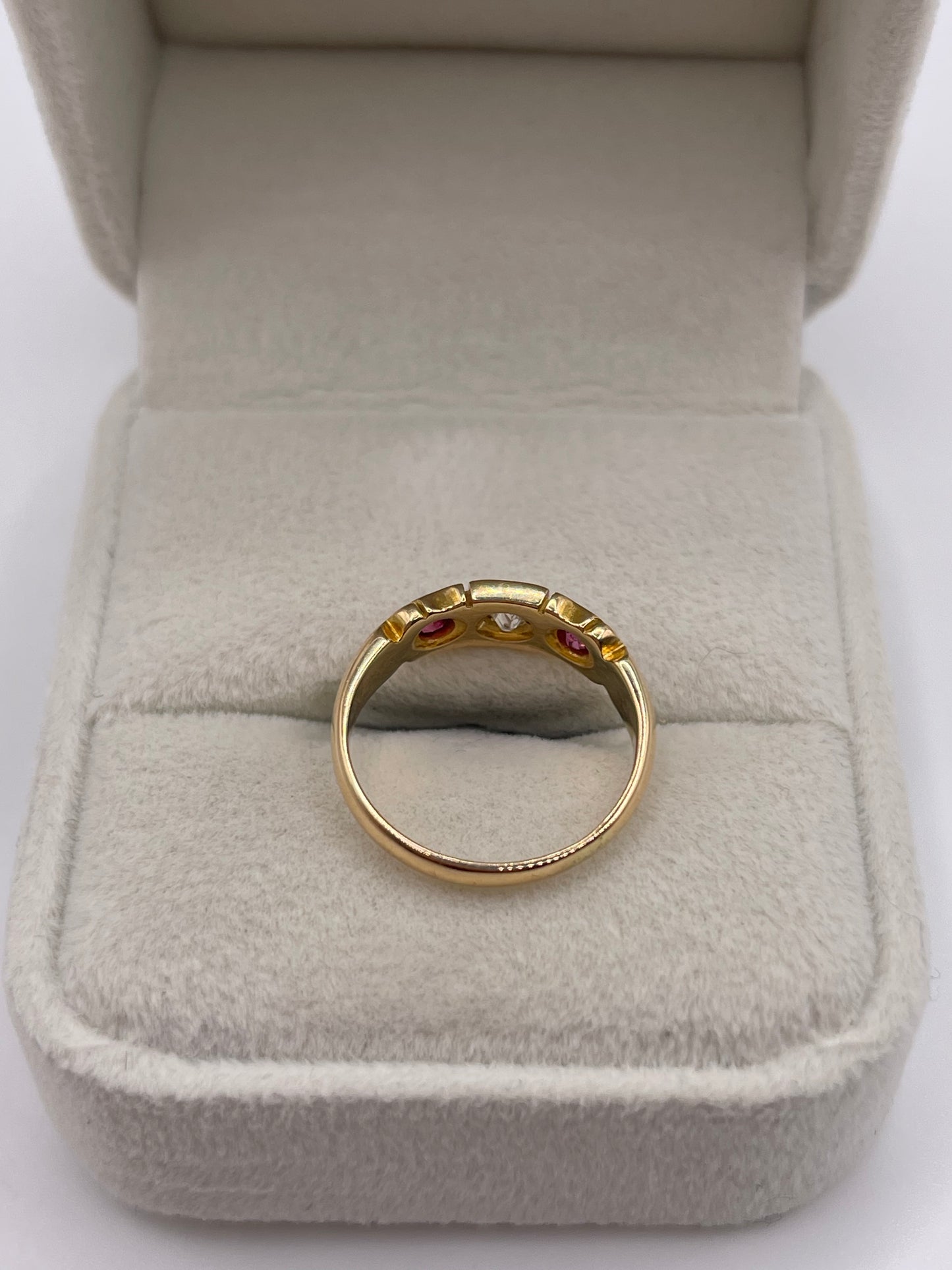 Antique 18ct gold ruby and diamond gypsy ring