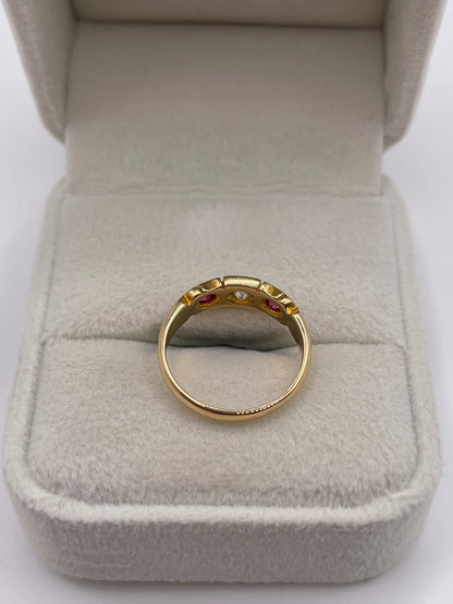 Antique 18ct gold ruby and diamond gypsy ring