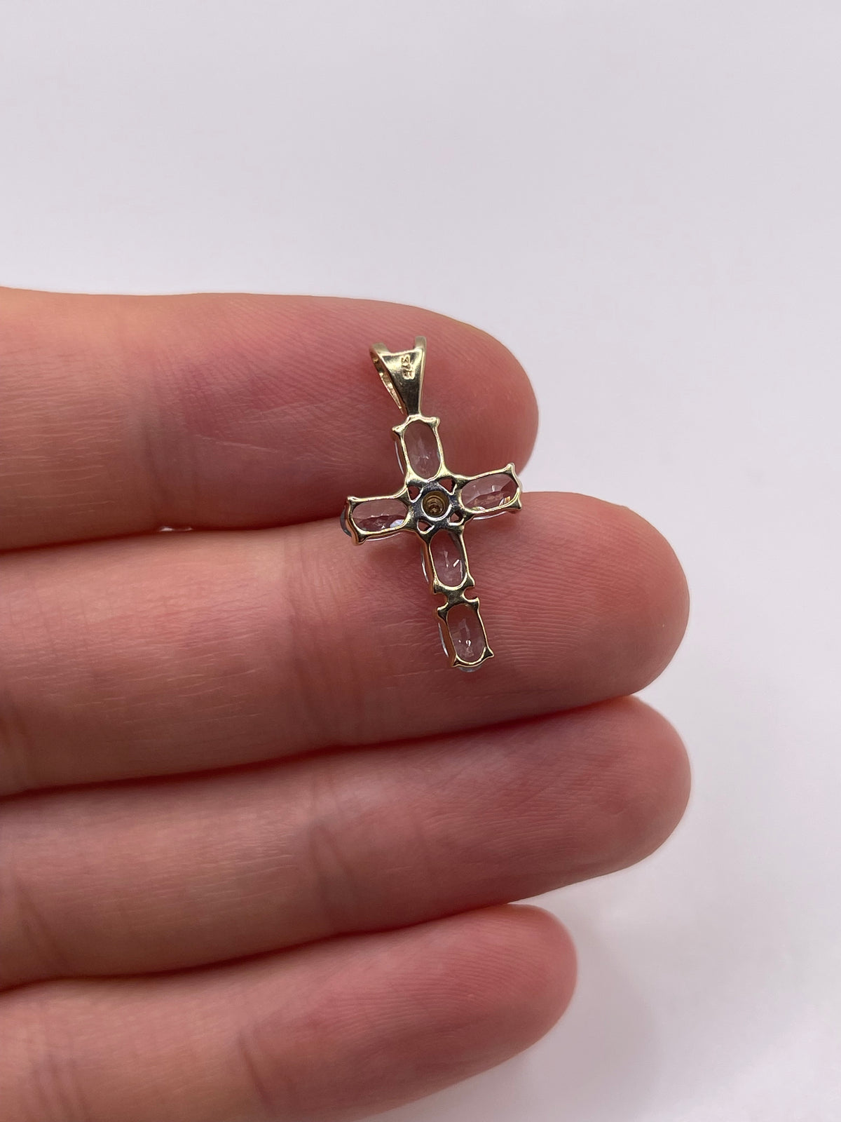 9ct gold topaz and diamond cross pendant