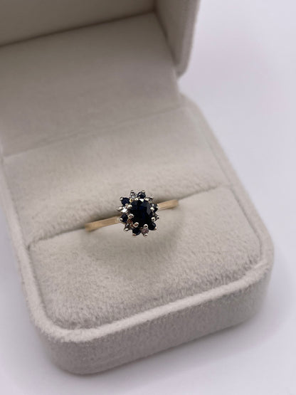 9ct gold sapphire and diamond ring
