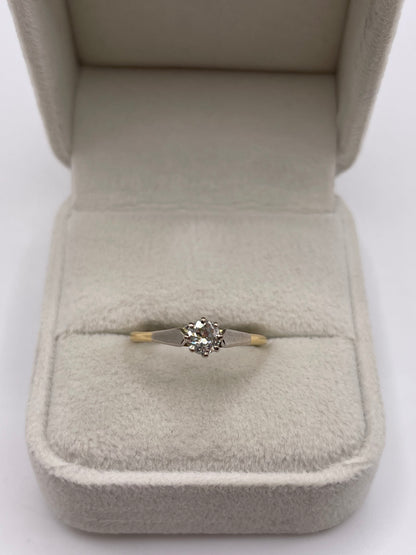 18ct gold platinum old cut diamond ring