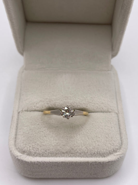 18ct gold platinum old cut diamond ring
