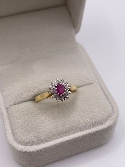 18ct gold ruby and diamond ring