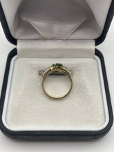 Load image into Gallery viewer, 9ct gold emerald and zircon ring
