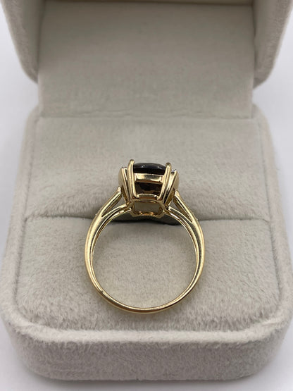 9ct gold Smokey quartz and diamond ring
