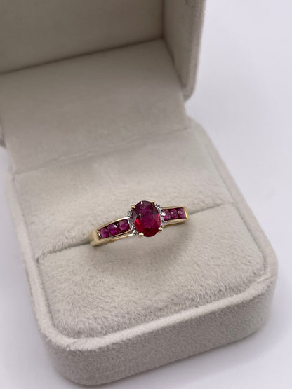 9ct gold ruby and diamond ring