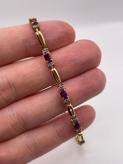 9ct gold ruby and diamond bracelet