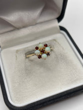 Load image into Gallery viewer, 9ct gold opal and garnet ring
