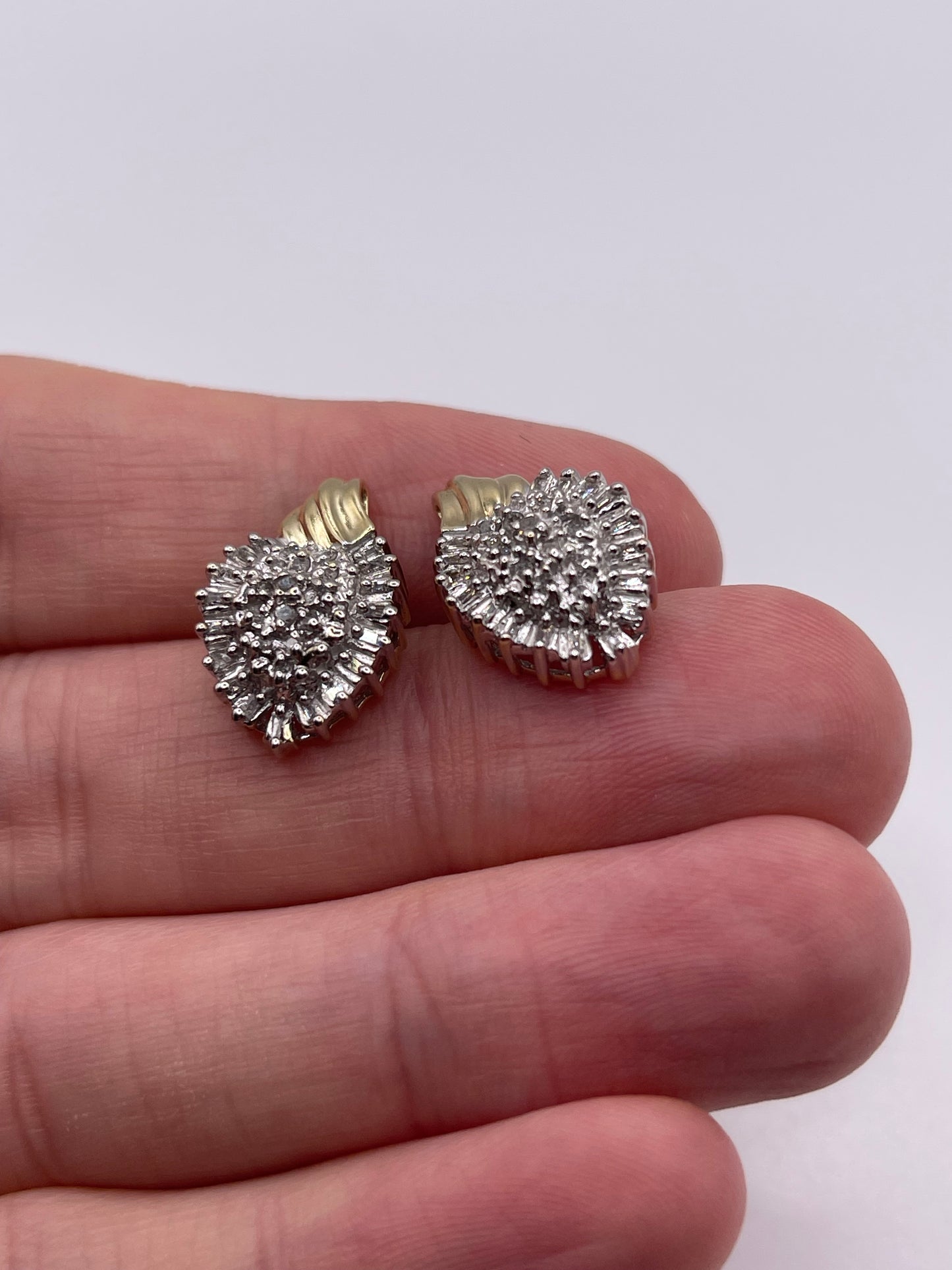 9ct gold diamond cluster earrings