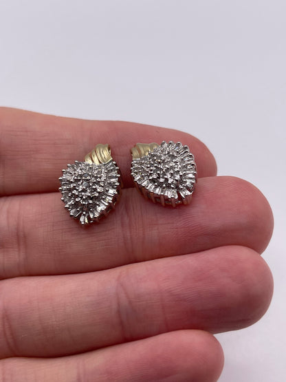 9ct gold diamond cluster earrings