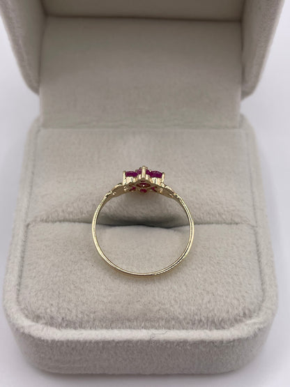 9ct gold ruby cluster ring