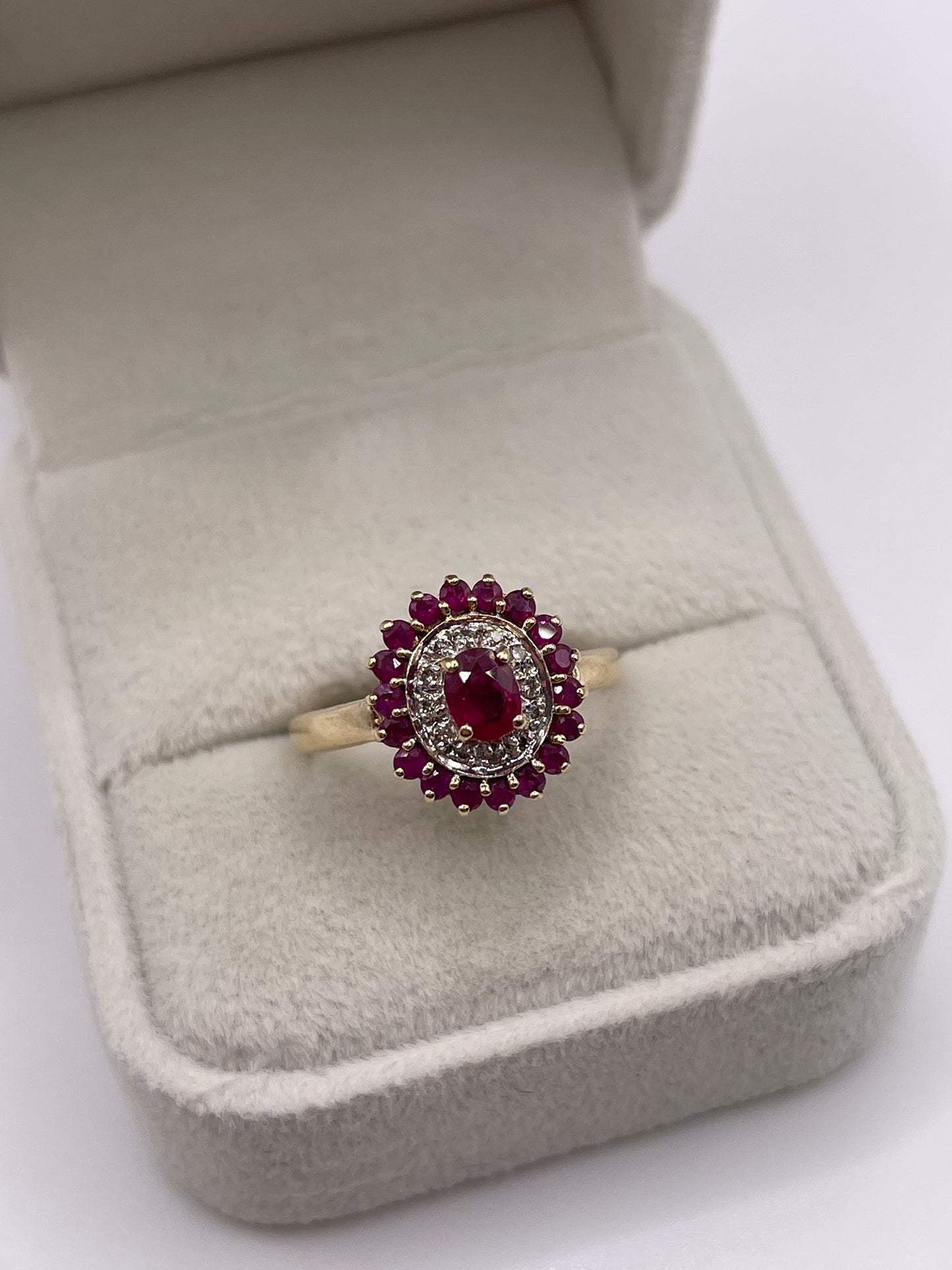 9ct gold ruby and diamond ring