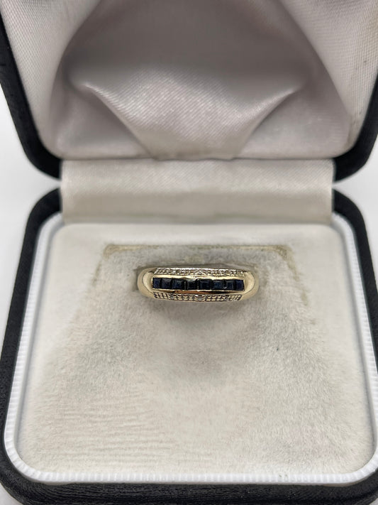 9ct gold sapphire and diamond ring
