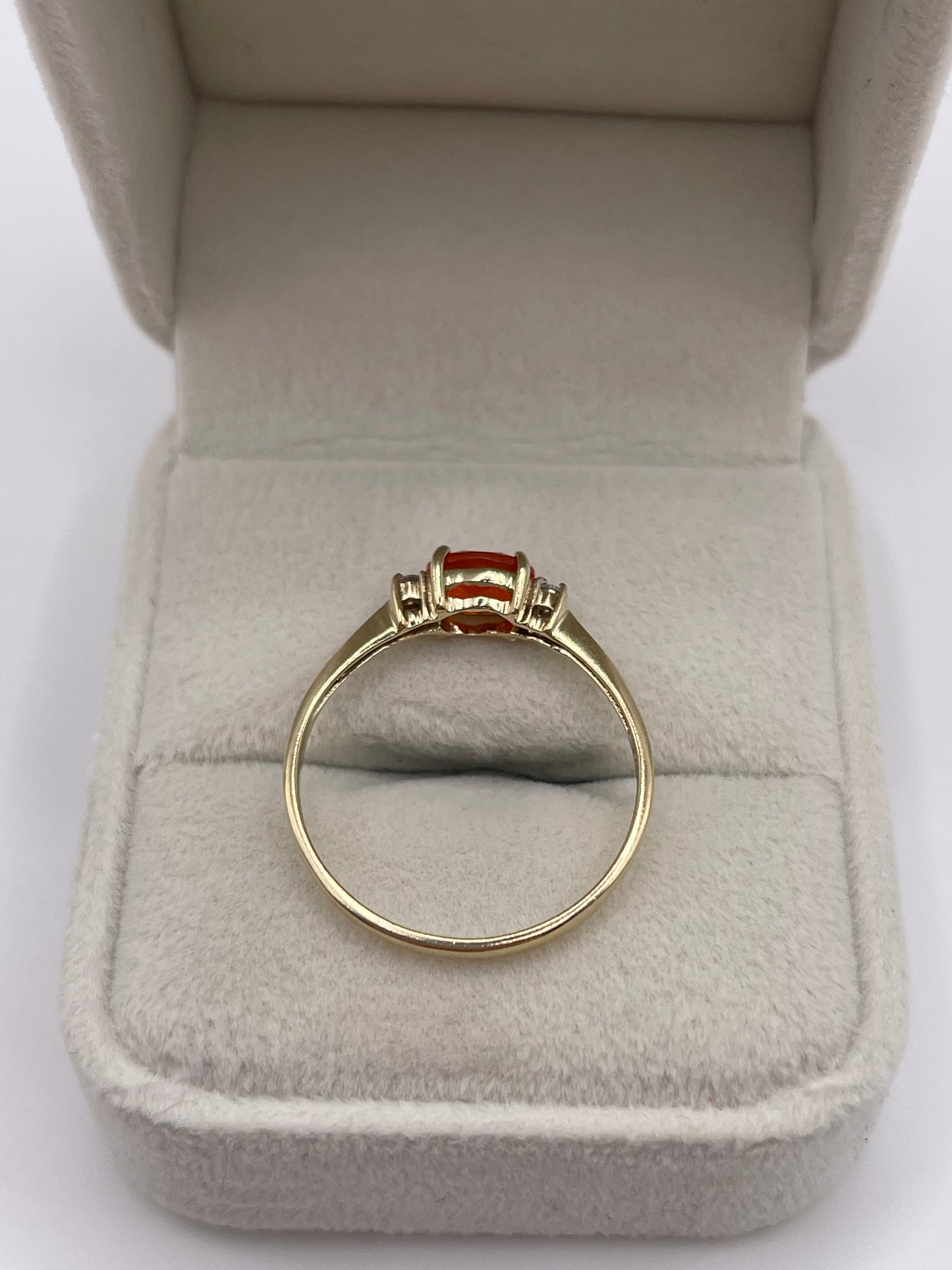 9ct gold fire opal and zircon ring