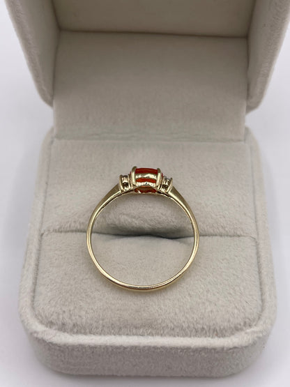 9ct gold fire opal and zircon ring
