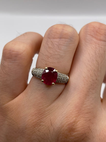 9ct gold ruby and diamond ring