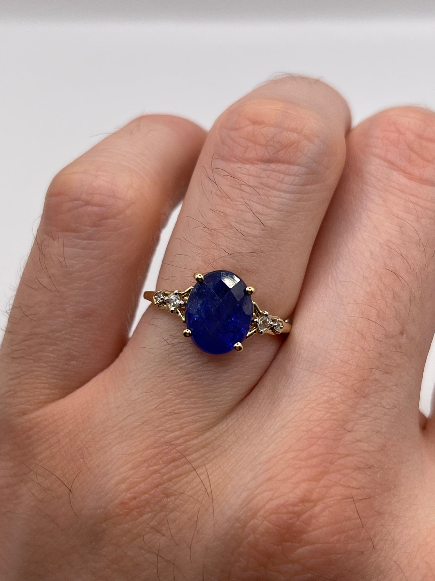 9ct gold tanzanite and zircon ring