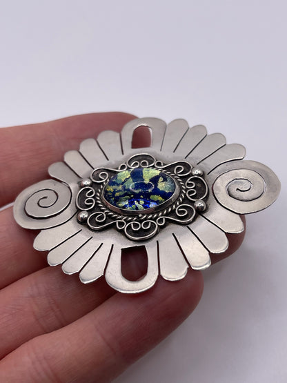 Mexican silver brooch