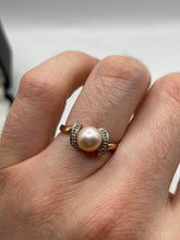 Load image into Gallery viewer, 9ct rose gold pearl and diamond ring
