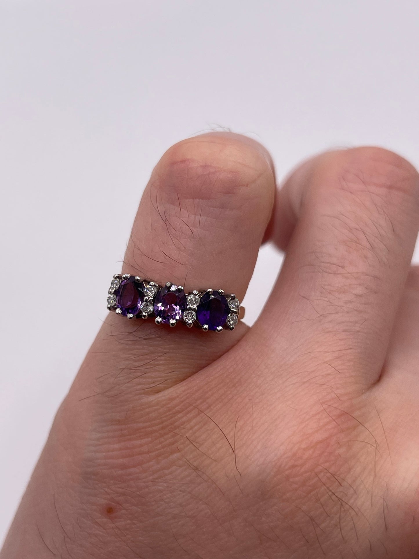 9ct gold amethyst and diamond ring