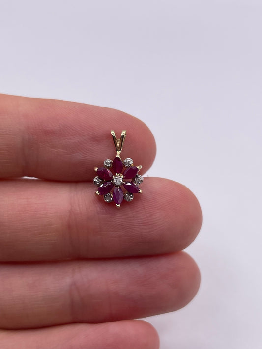 9ct gold ruby and diamond pendant