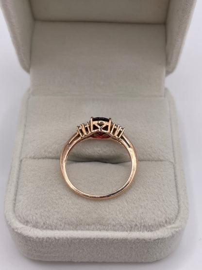 9ct rose gold garnet and zircon ring