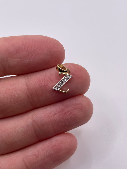 9ct gold diamond initial Z pendant