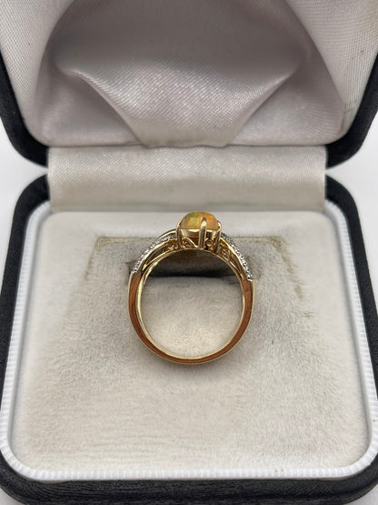 LeVian 14ct rose gold opal and diamond ring