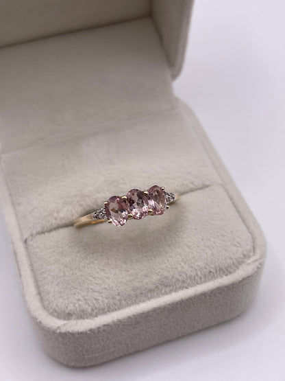 9ct gold morganite and zircon ring