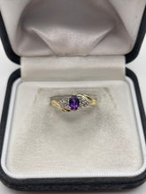 Load image into Gallery viewer, 9ct gold amethyst and diamond ring
