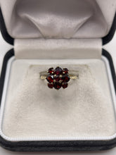 Load image into Gallery viewer, 9ct gold garnet cluster ring
