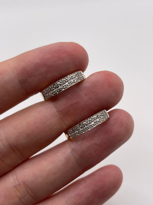 9ct gold diamond creole earrings