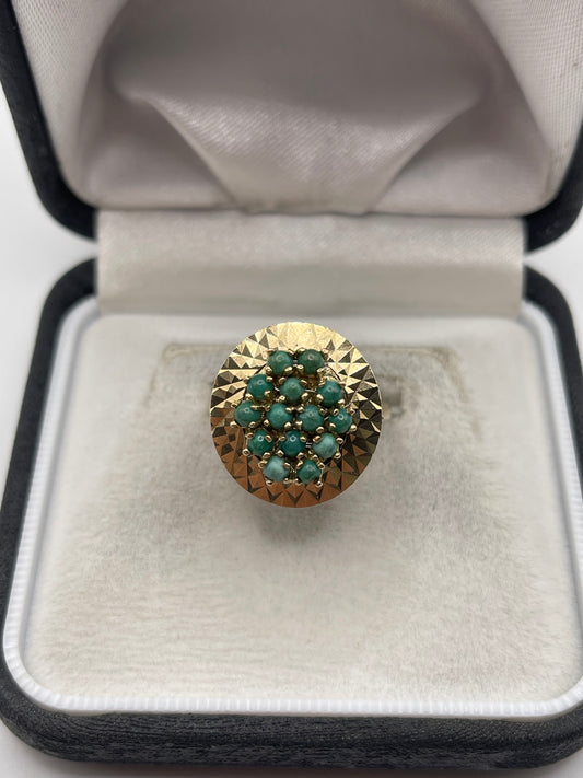 9ct gold turquoise cluster ring