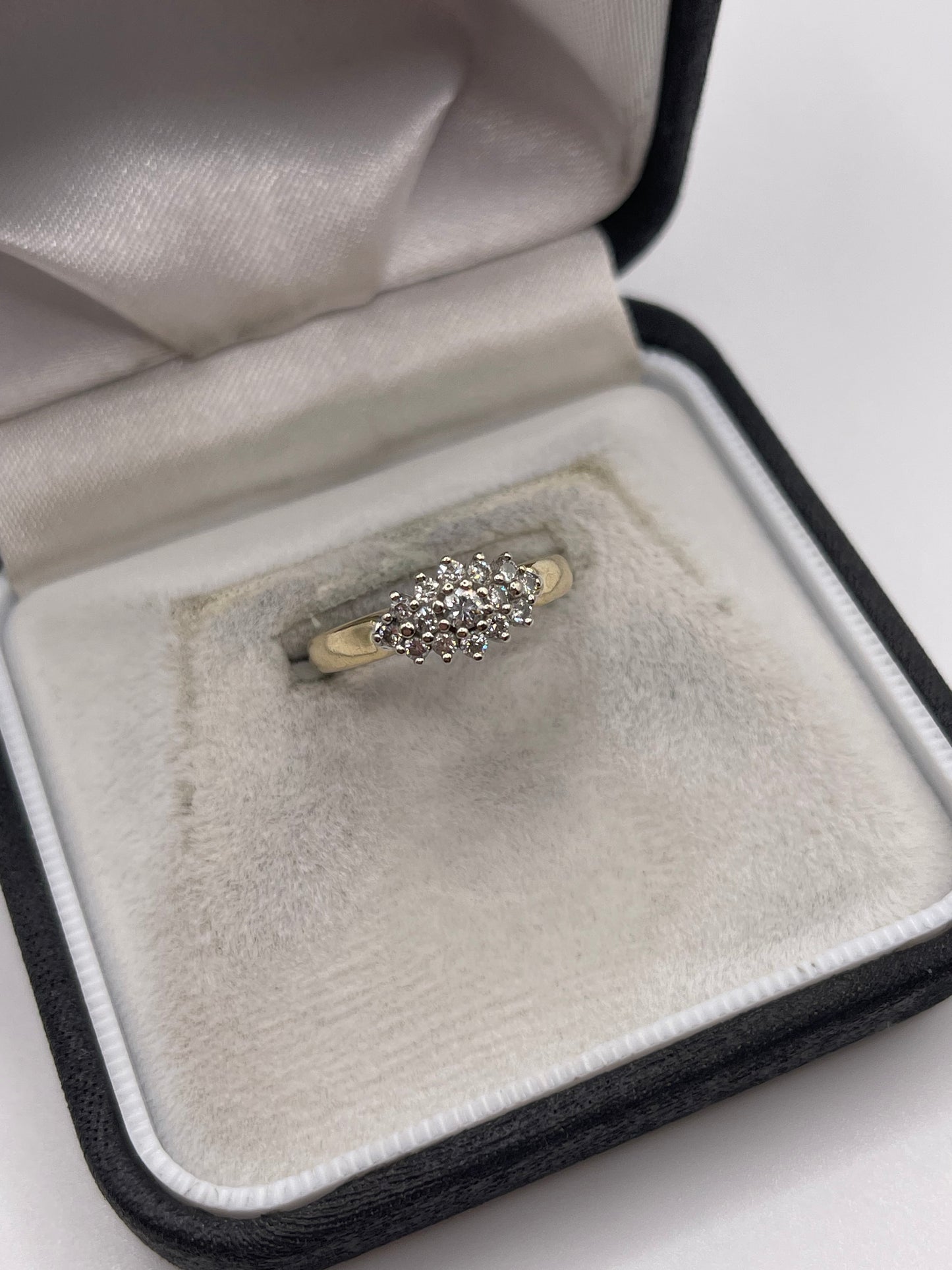 9ct gold 35 point diamond cluster ring