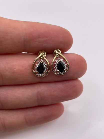 9ct gold sapphire and diamond earrings