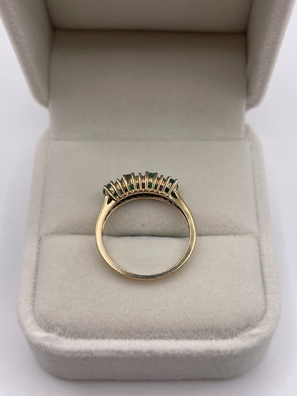 9ct gold emerald and diamond ring