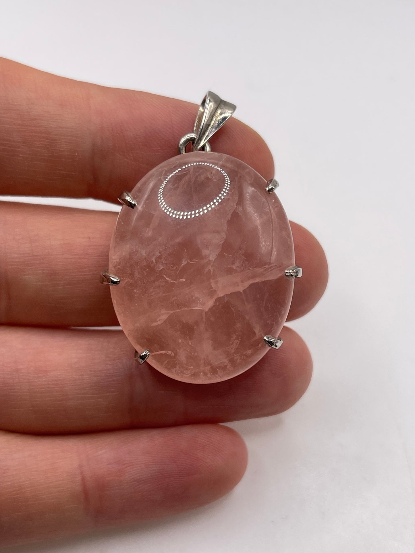 Silver rose quartz pendant