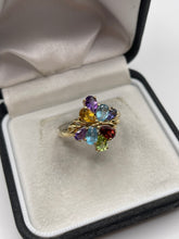 Load image into Gallery viewer, 9ct gold multi gemstone cluster ring
