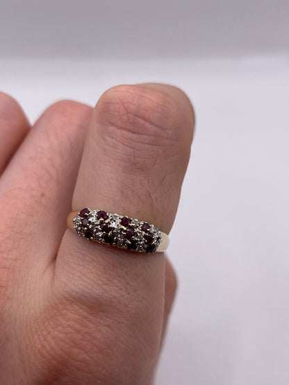 9ct gold ruby and diamond ring