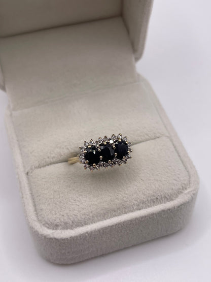 9ct gold sapphire and diamond ring