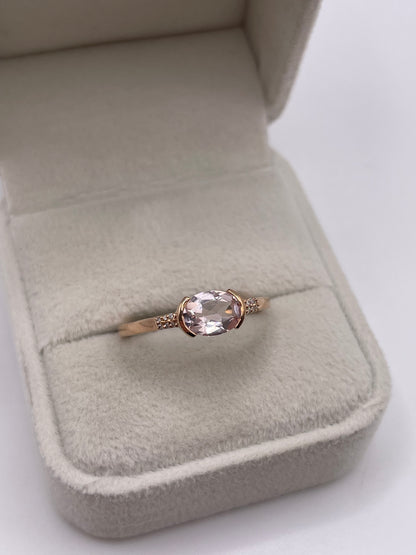 9ct rose gold morganite and diamond ring