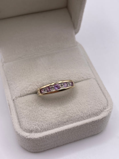 9ct gold pink sapphire and diamond ring