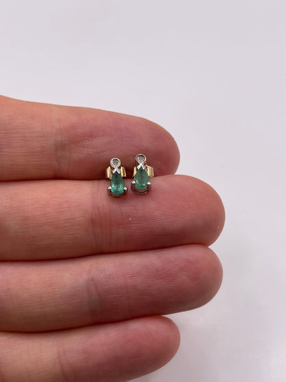 9ct gold emerald and diamond earrings
