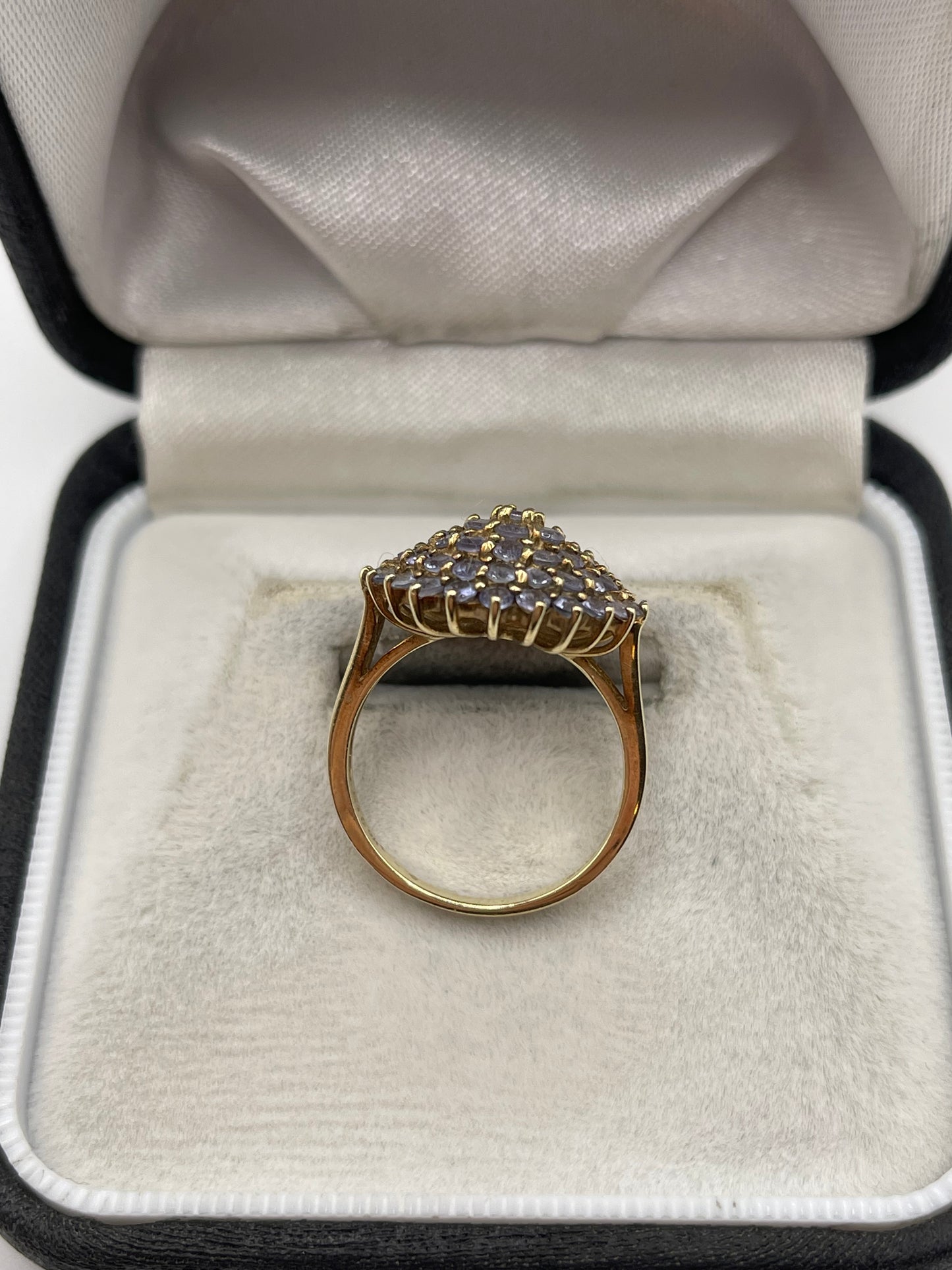 9ct gold tanzanite cluster ring