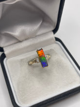 Load image into Gallery viewer, 9ct gold ammolite and zircon ring
